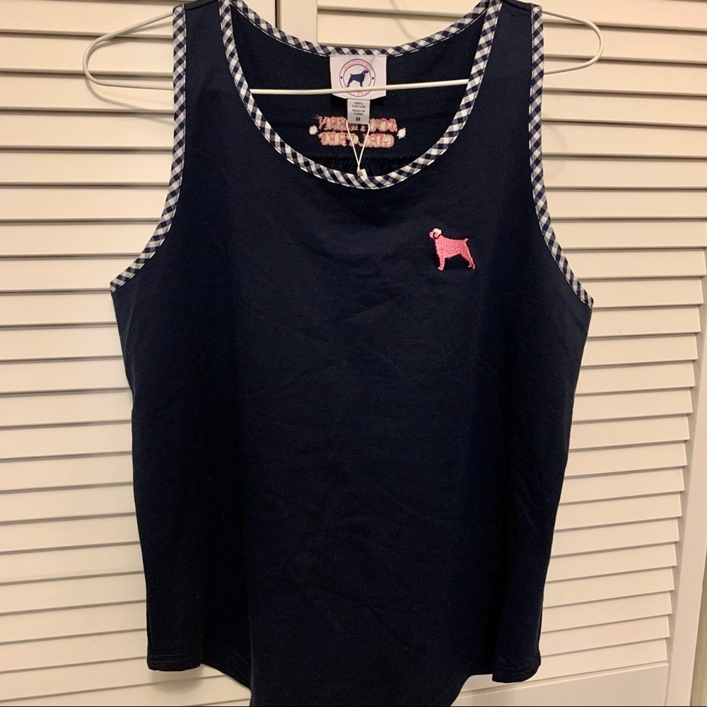 Southern Girl Prep Navy Blue Tank (size: medium)